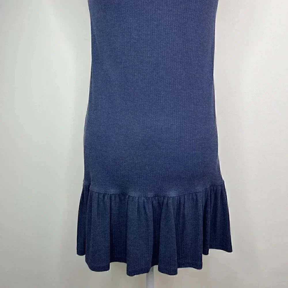 True Craft Navy Blue Casual Keyhole Dress - Ruffle & Sleeveless Small - Cut-Out - Picture 6 of 7